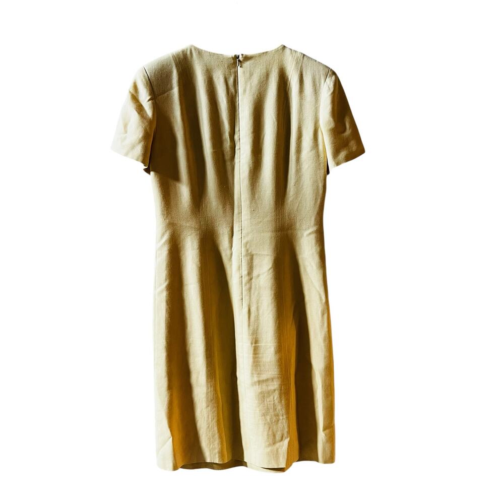 Vintage Talbots Linen Blend Short Sleeve Sheath Dress Size 6 Light Yellow - Picture 2 of 6